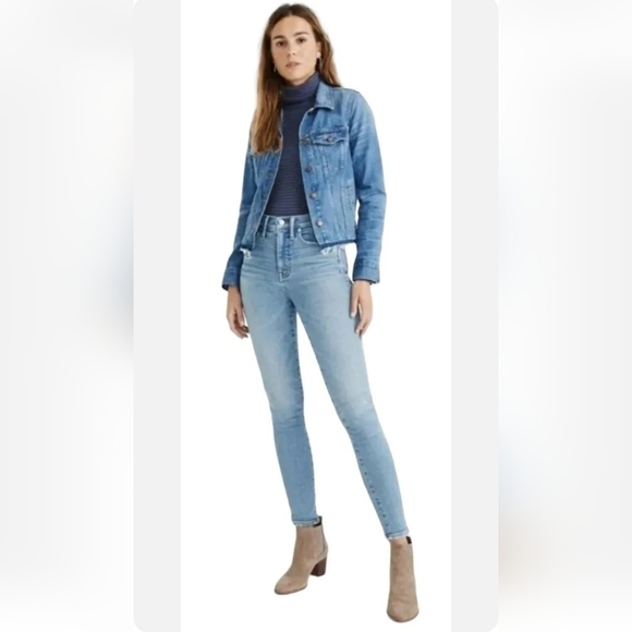 MADEWELL~Woman Size 26~Blue Denim 10" HIGH RISE SKINNY Crop Jeans 5 Pockets. - Picture 1 of 12